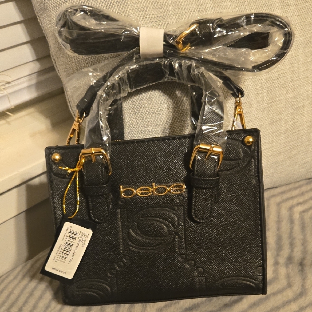 Bebe Black Satchel with Gold Accents đź–¤ NEW - Picture 8 of 9